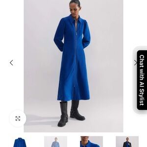ME+EM Royal Blue Cord Velour Midi Dress